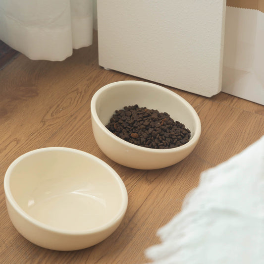 White Ceramic Pet Food Bowl