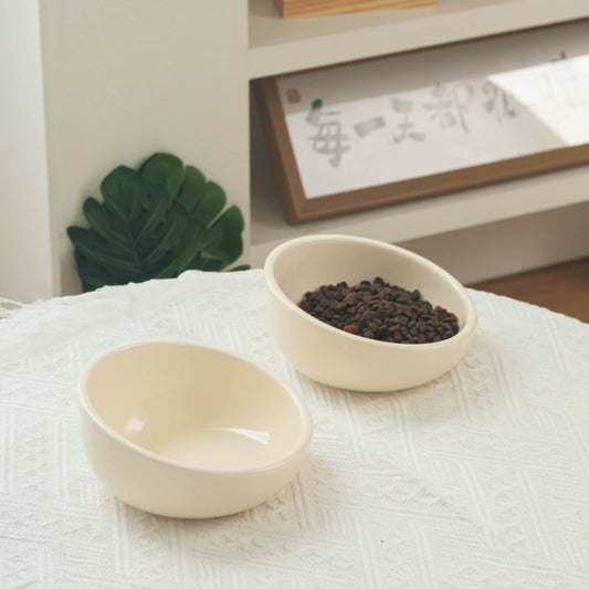 White Ceramic Pet Food Bowl