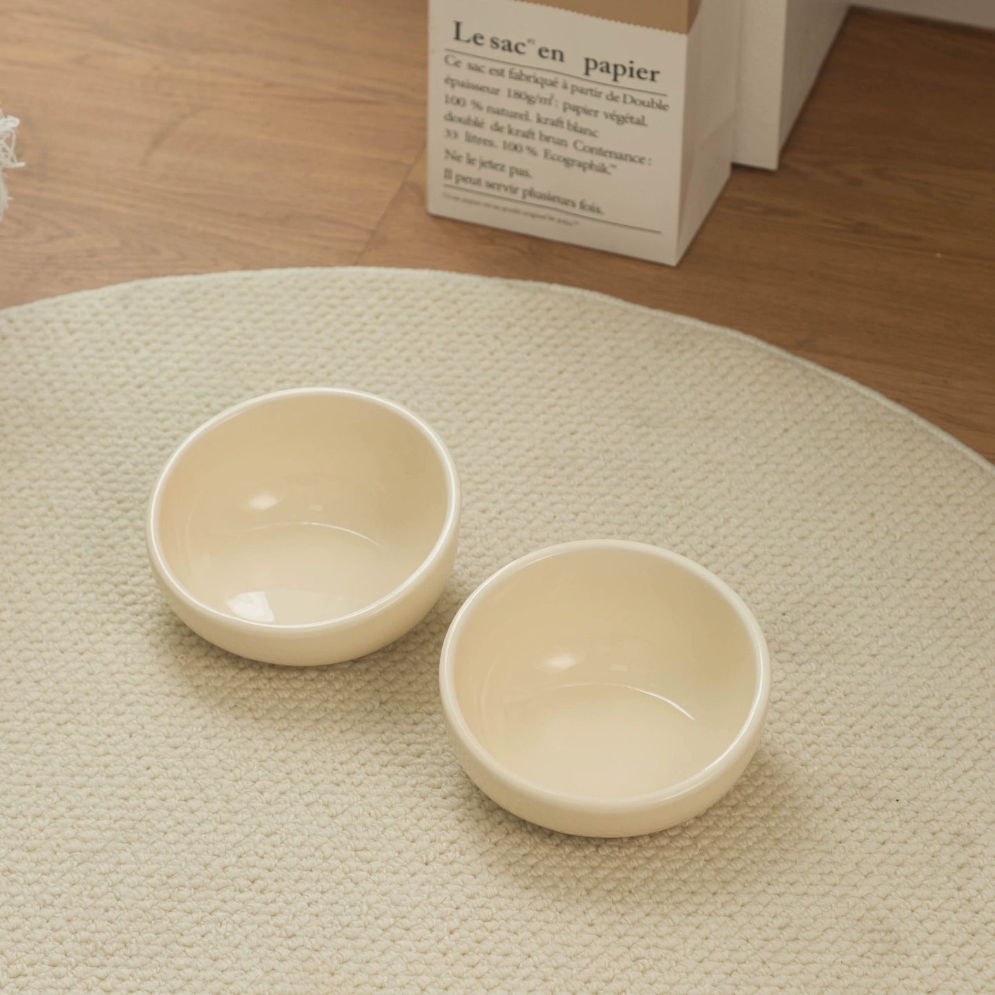 White Ceramic Pet Food Bowl